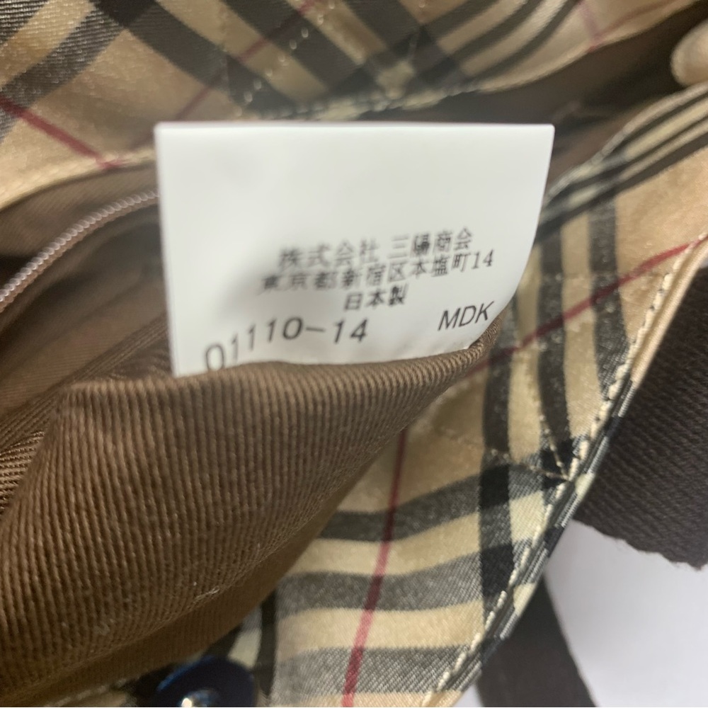 Burberry Cream and Brown Checkered Tote Bag